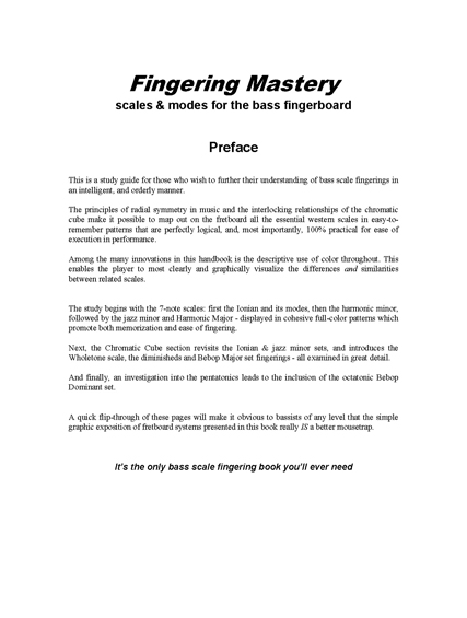 FINGERING MASTERY scales & modes for the bass fingerboard - Preface �2012