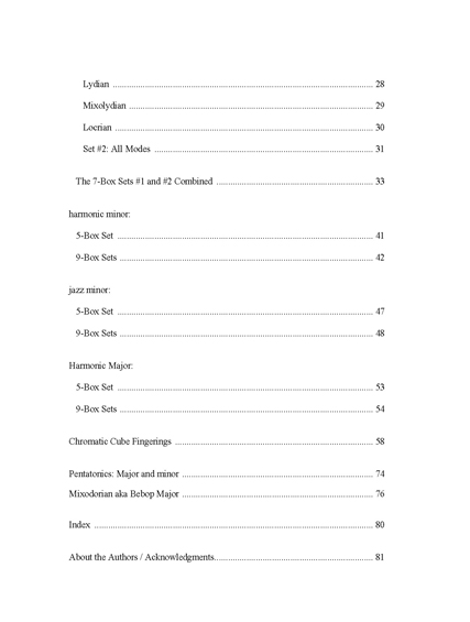 FINGERING MASTERY scales & modes for the bass fingerboard - Table of Contents pg 2 �2012