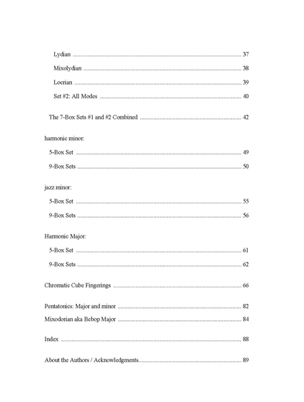 FINGERING MASTERY scales & modes for the guitar fretboard - Table of Contents pg 2 2012