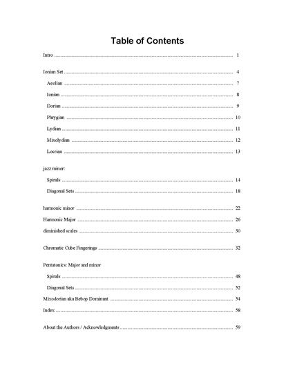 FINGERING MASTERY scales & modes for the mandolin fretboard - Table of Contents 2012